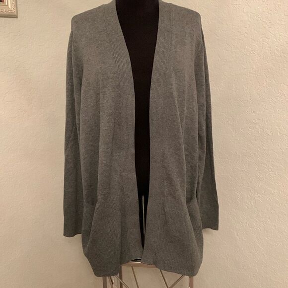 NWT Croft & Barrow Gray Cotton Blend Pockets Cardigan Open Front Size XXL P - Picture 1 of 11